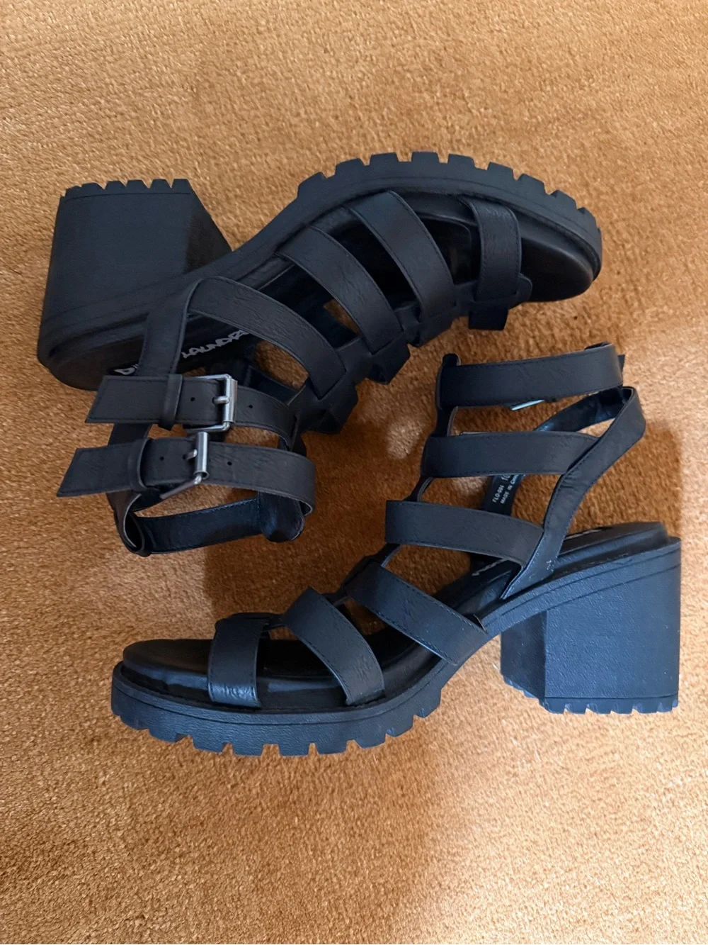 Dirty Laundry Strappy Block Herl Lug Sole Sandals